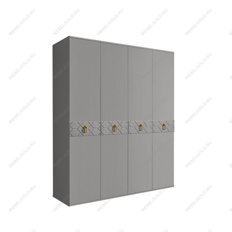 Шкаф 4-х дв. Bogemia Farfalle (Серый/Золото) БМШ2/4(Fa)