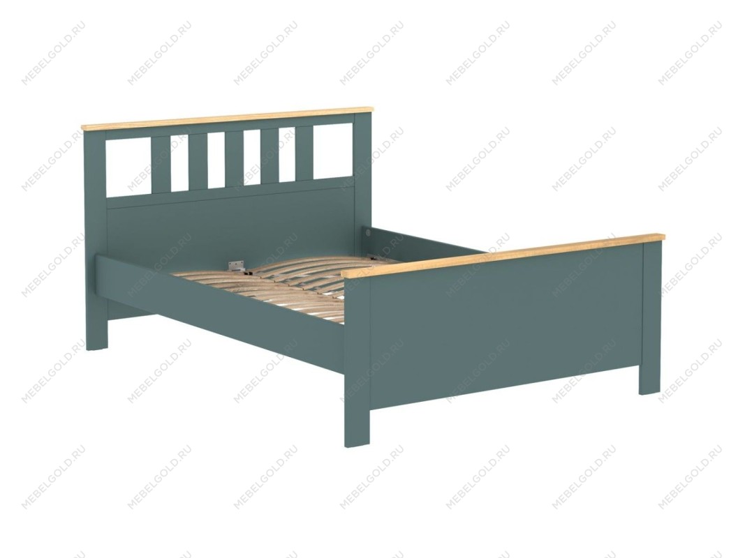 САГА кровать двойная 140х200 темно-бирюзовая/ясень | изображение 1