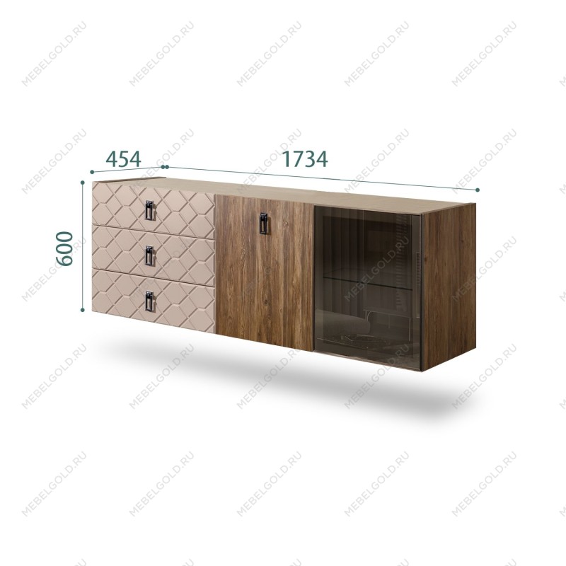 Комод 1.6м Bogemia Woodline Fly Wood Fa (Мокка) (Novabuk/Черный) БМКМ-4[5][10]