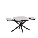 Стол обеденный Winston/Винстон, столешница керамика (глянцевая) / опоры металл, белый/черный, (120+30+30)x80x75(+1) см | изображение 5