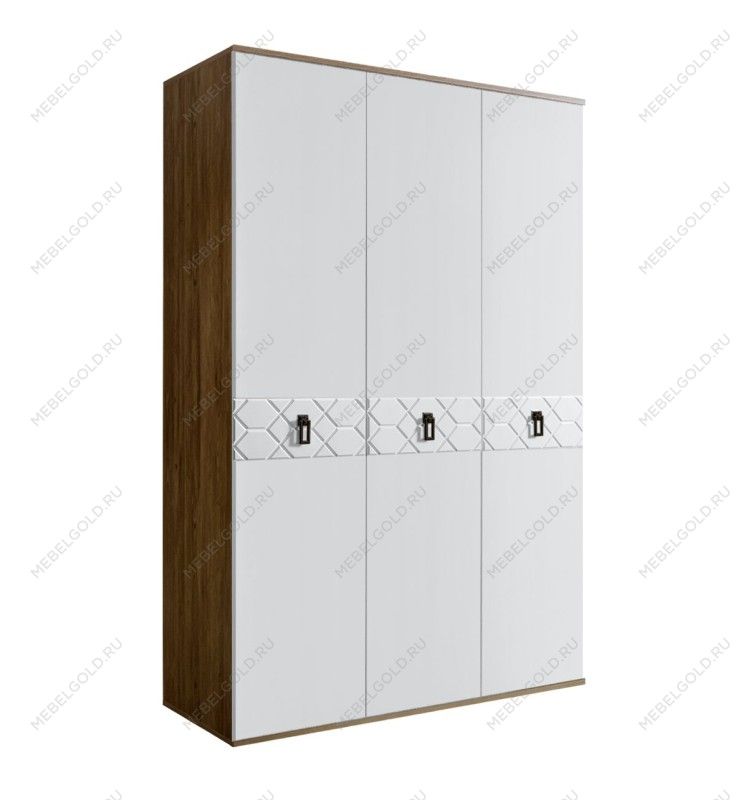 Шкаф 3-х дверный Bogemia Woodline Fa (Белый/Черный) БМШ2/3