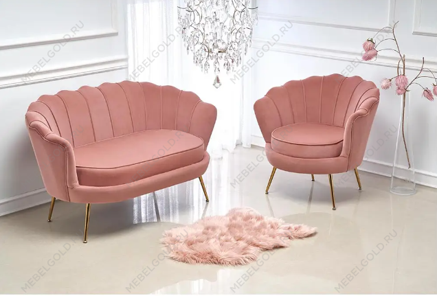 Кресло Halmar AMORINITO (светло-розовый/золотой) | изображение 2