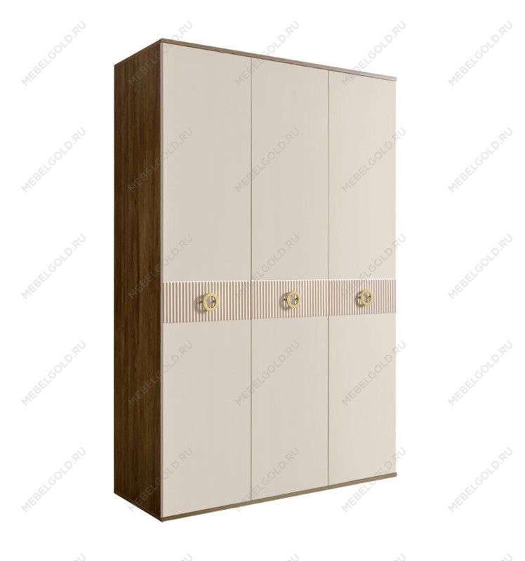 Шкаф 3-х дверный Bogemia Woodline Fi (Слоновая кость/Золото) БМШ2/3