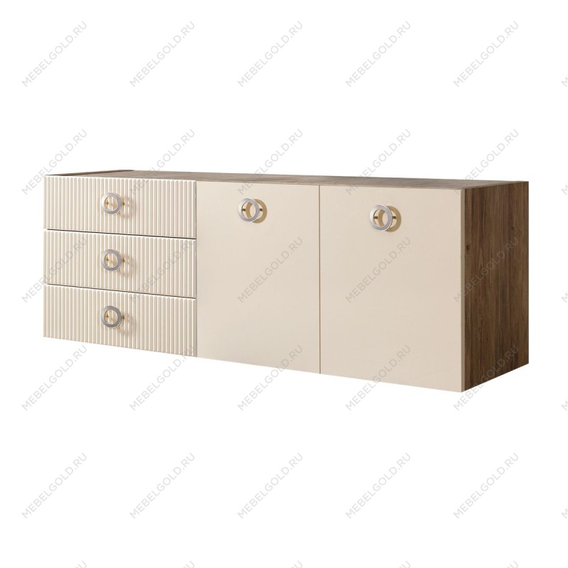 Комод 1.6м Bogemia Woodline Fly Fi (Слоновая кость) (Novabuk/Хром) БМКМ-4