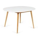 Стол круглый раскладной обеденный BOSCO (Боско) Белый+Натуральный (Бук) | изображение 1