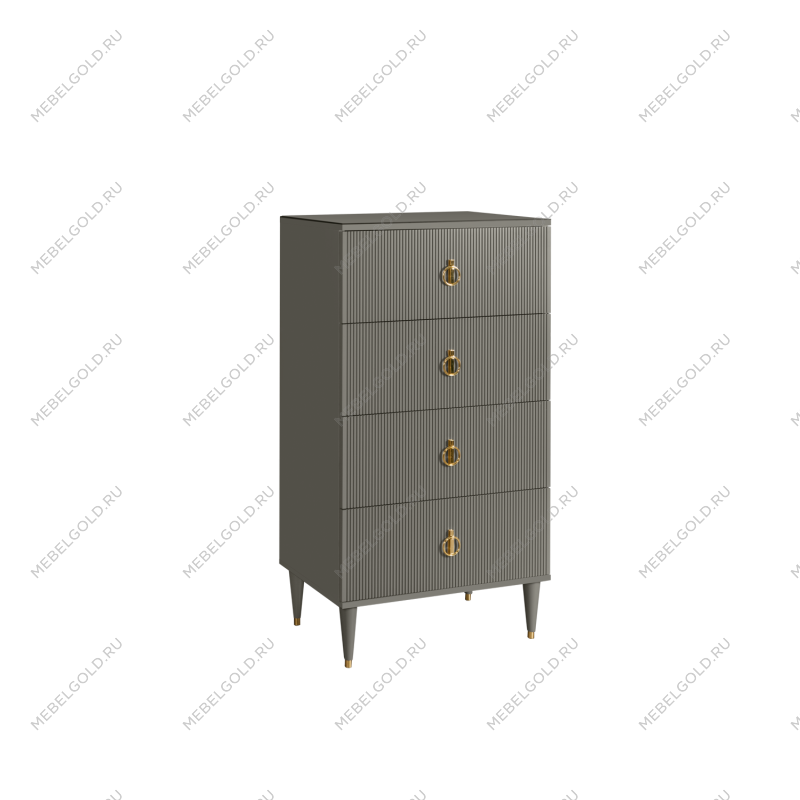 Комод 4 ящика Римини СОЛО (Серый/Золото) РМКМ-6(s)