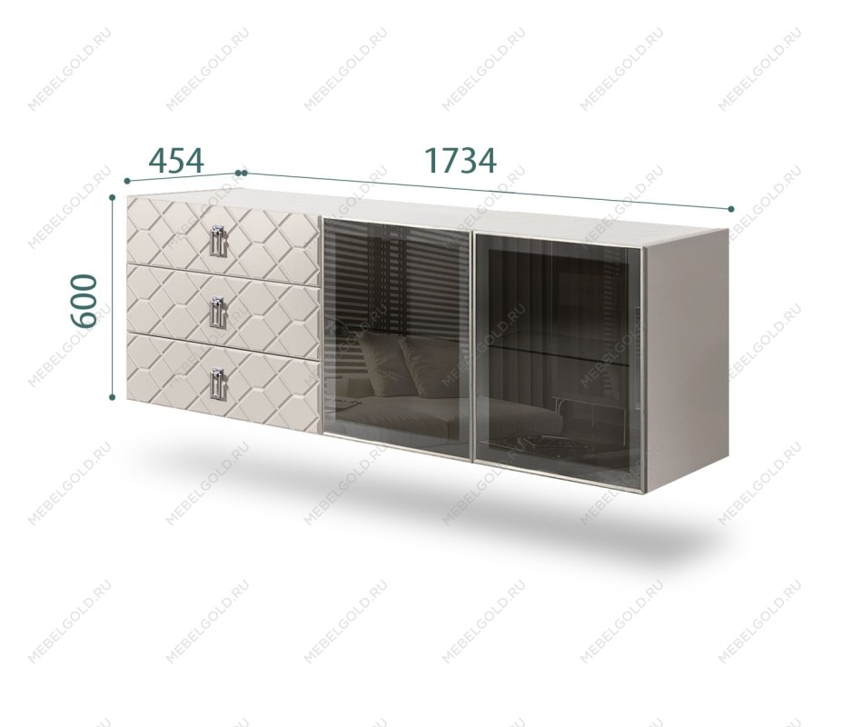 Комод 1.6м Bogemia Fly Farfalle (Шелк) (Novabuk/Хром) БМКМ-4[5]