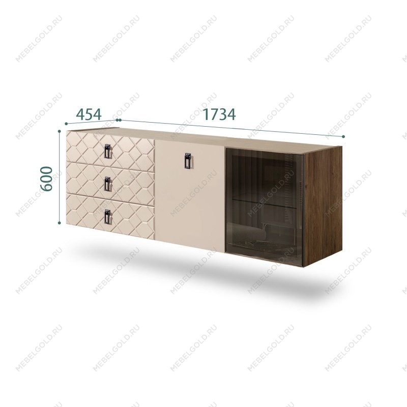 Комод 1.6м Bogemia Woodline Fly Fa (Ваниль) (Novabuk/Черный) БМКМ-4[5][10]