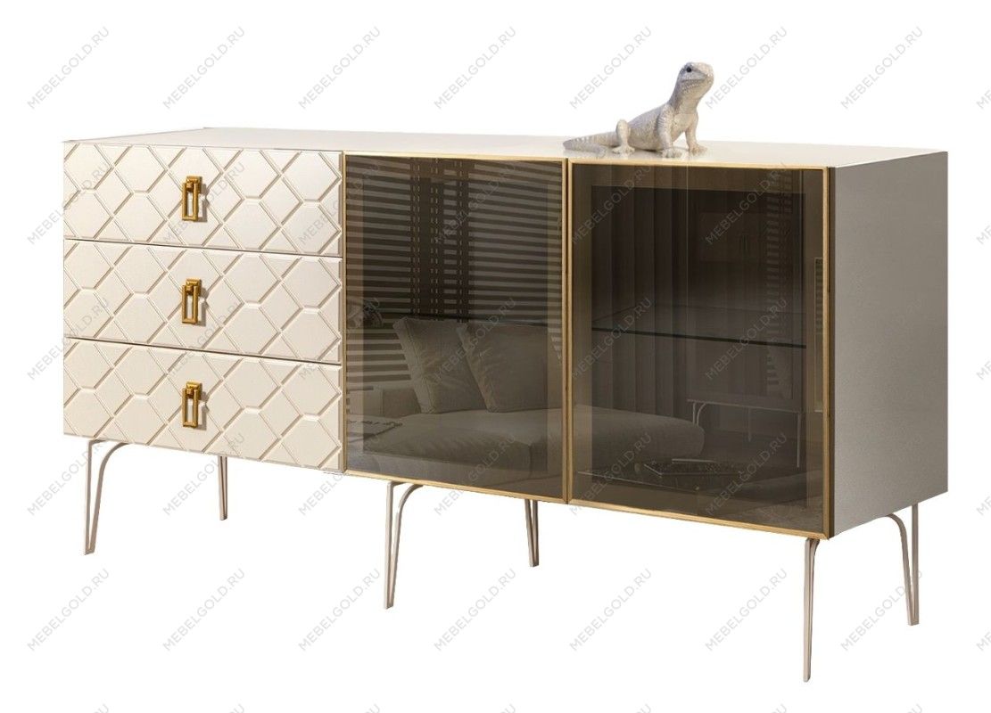 Комод 1.6м Bogemia Farfalle (Слоновая кость) (Lakobel/Золото) БМКМ-4(Fa)[5]