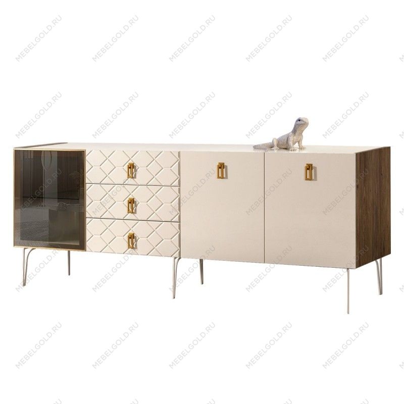 Комод 2.1м Bogemia Woodline Fa (Слоновая кость) (Lakobel/Золото) БМКМ-5[4]