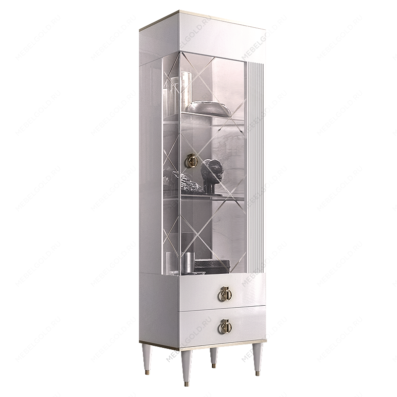 Витрина 1-ств. Римини СОЛО (Белый/Серебро) (Правая) РМВ1-1С(s)