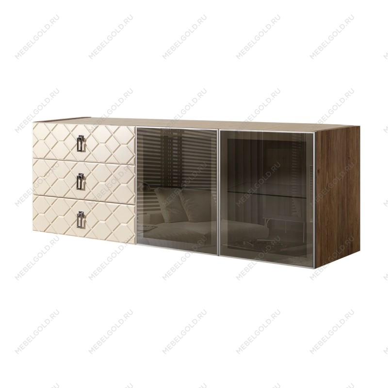 Комод 1.6м Bogemia Woodline Fly Fa (Слоновая кость) (Novabuk/Хром) БМКМ-4[5]