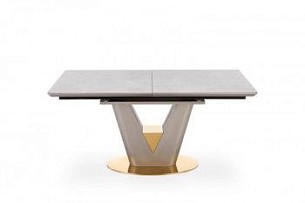 Стол обеденный Halmar VALENTINO 160 раскладной (светло-серый/золотой)