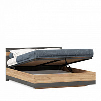 Кровать двуспальная 1600 с подъёмным механизмом Фиджи (Дуб Золотой/Антрацит)
