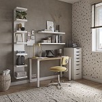 ИНГАР стол письменный ИКЕА / IKEA 2/ТТ 140x75x55, дуб беленый/белый | изображение 4