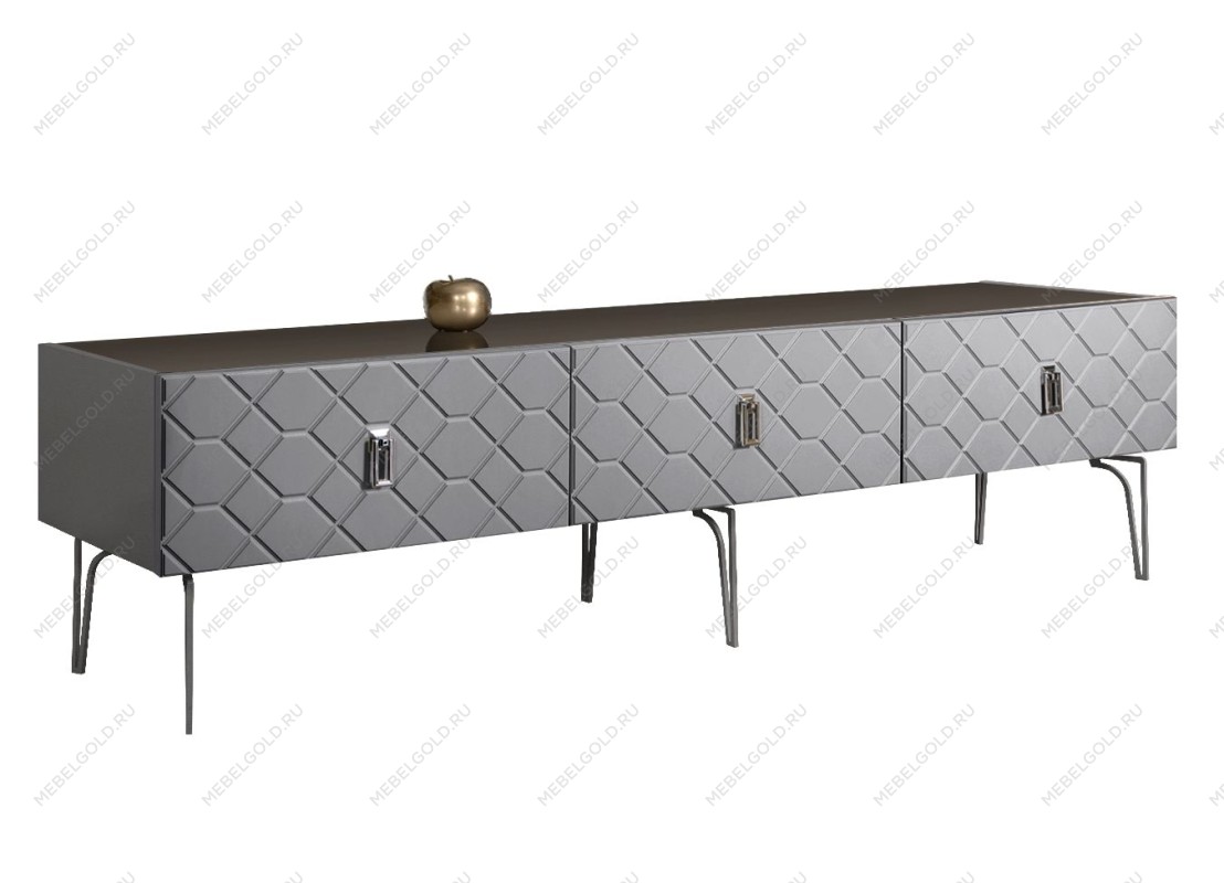 Тумба под телевизор 2.1м Bogemia Farfalle (Серый) (Lakobel/Хром) БМТ-2(Fa)