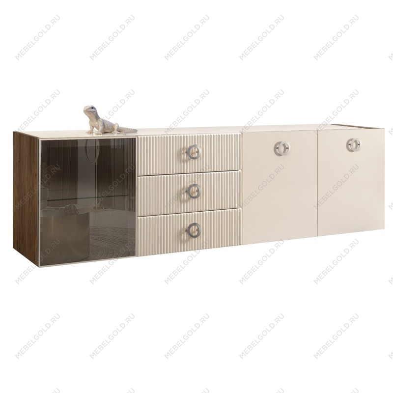 Комод 2.1м Bogemia Woodline Fly Fi (Слоновая кость) (Lakobel/Хром) БМКМ-5[4]