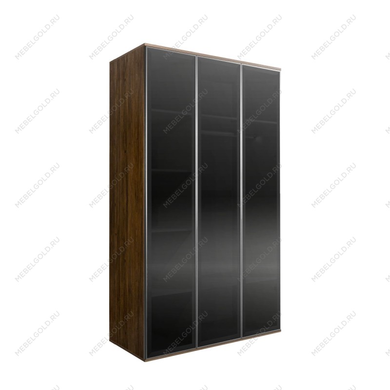 Шкаф 3-х дв. (3 двери стекло) Bogemia Woodline Air (Wood/Серебро) БМШ2/3(3)