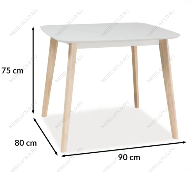 Стол обеденный Signal TIBI 90 (беленый дуб) | изображение 2