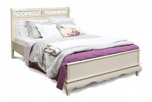 Кровать Оскар (низкое изножье), без основания, без матраса, (1200x2000), белая эмаль с темной патиной