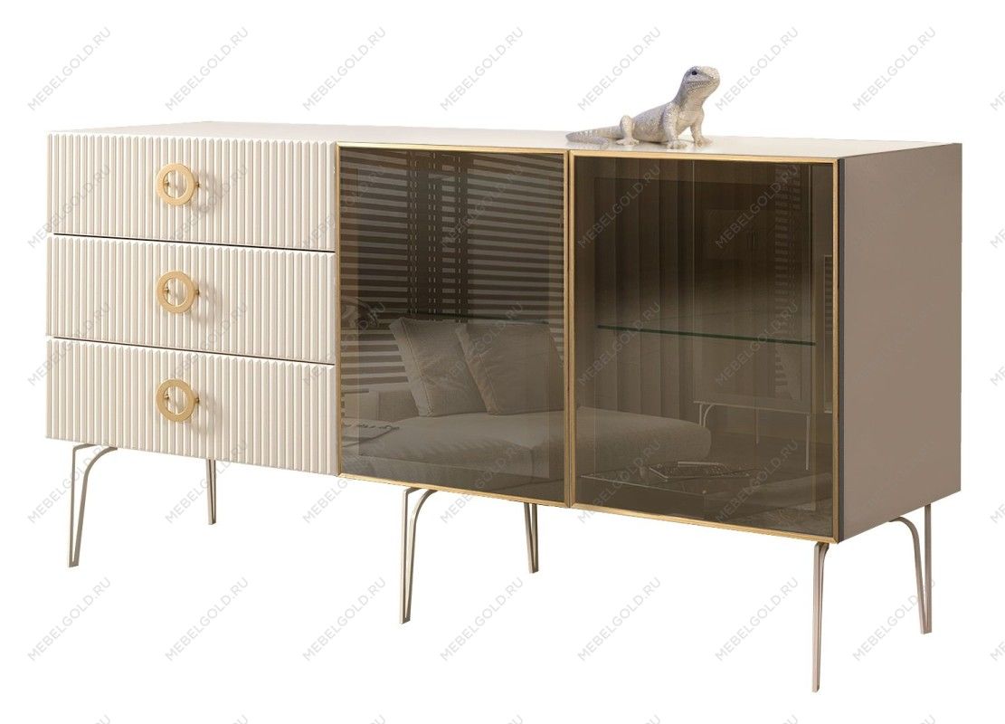 Комод 1.6м Bogemia Fillini (Слоновая кость) (Lakobel/Золото) БМКМ-4(Fi)[5]