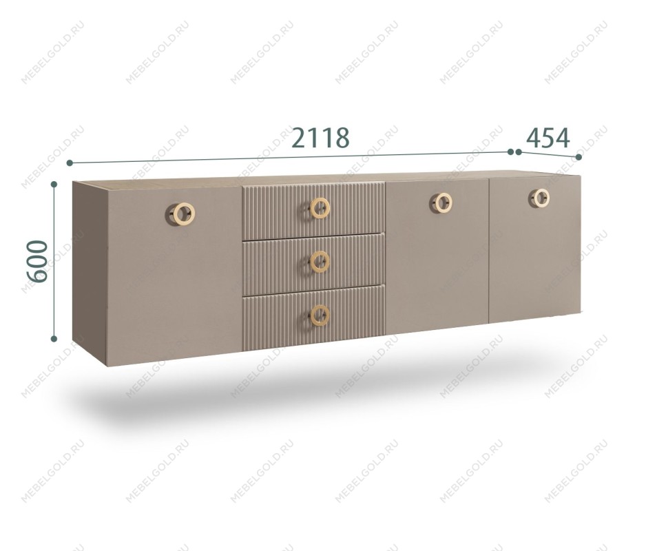 Комод 2.1м Bogemia Fly Fillini (Мокка) (Novabuk/Золото) БМКМ-5