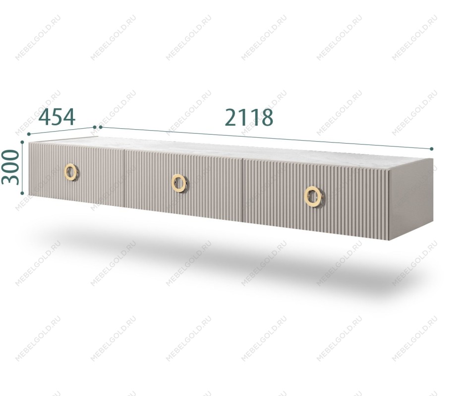 Тумба телевизионная 2.1м Bogemia Fly Fillini (Шелк) (Novabuk/Золото) БМТ-2