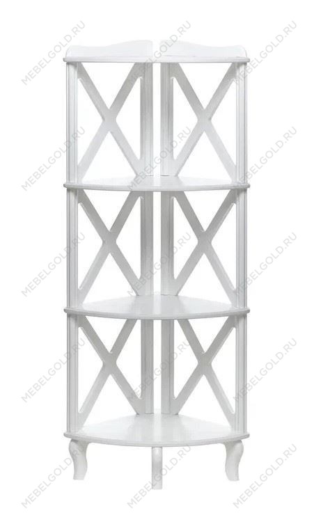 Этажерка-стеллаж угловая Джульетта-3 (молочный дуб)