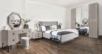 Спальня Стелла 4-дверная светло серый камень