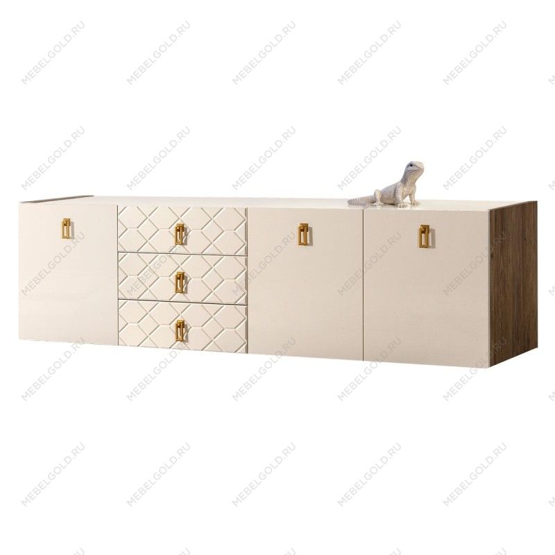 Комод 2.1м Bogemia Woodline Fly Fa (Слоновая кость) (Lakobel/Золото) БМКМ-5