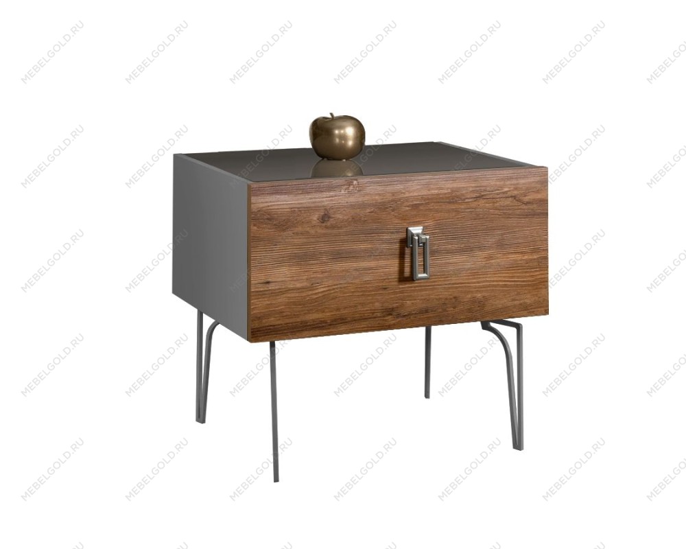 Тумба прикроватная Bogemia Wood Fa (Серый) (Lakobel/Хром) БМТП-1(Wo)