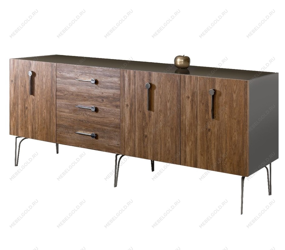 Комод 2.1м Bogemia Wood Wo (Серый) (Lakobel/Хром) БМКМ-5(Wo)