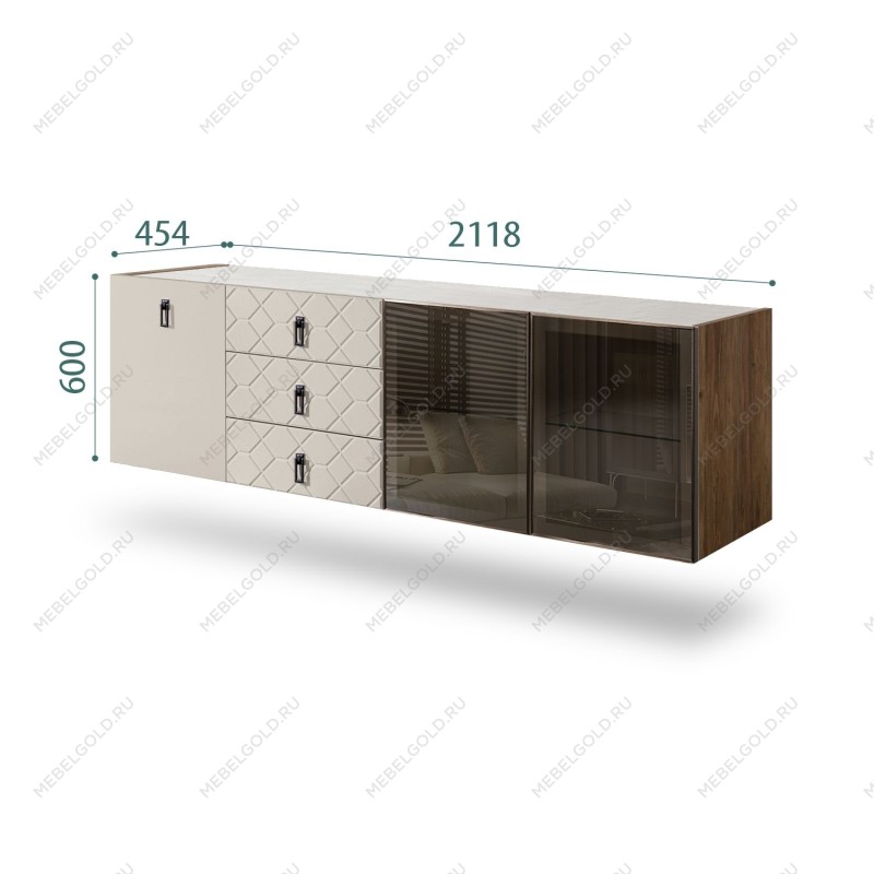 Комод 2.1м Bogemia Woodline Fly Fa (Шелк) (Novabuk/Черный) БМКМ-5[5][10]