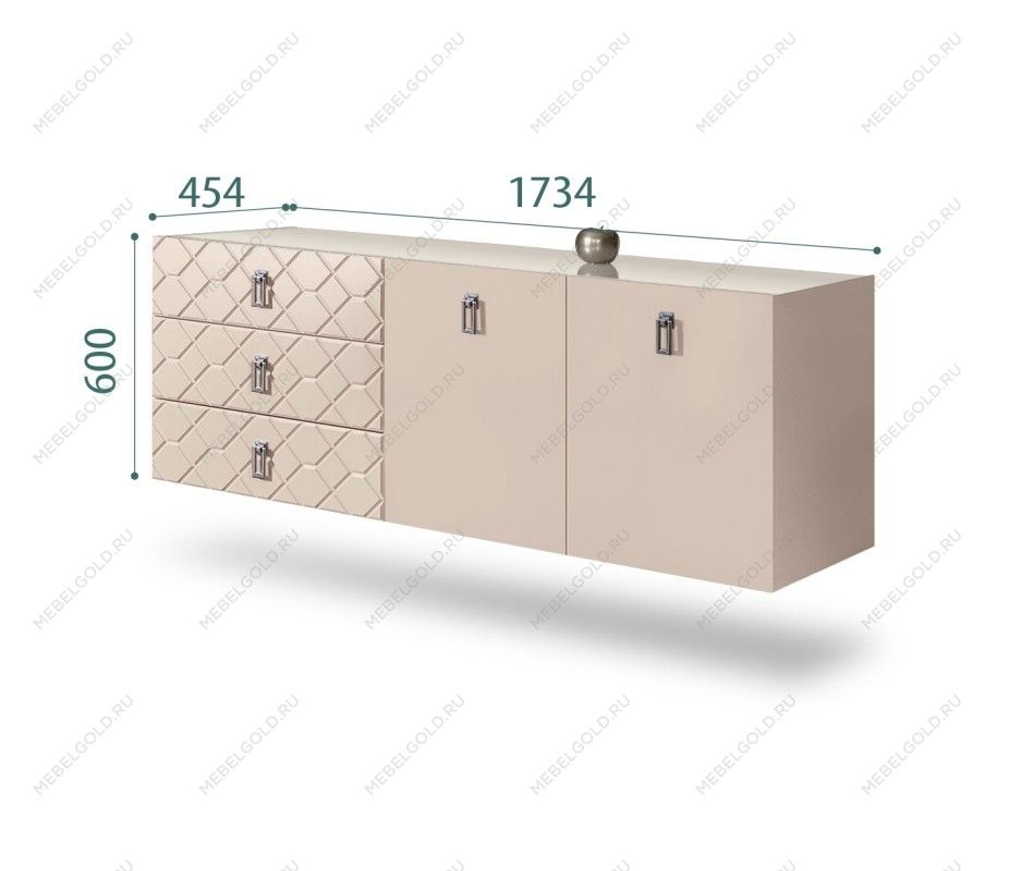 Комод 1.6м Bogemia Fly Farfalle (Ваниль) (Lakobel/Хром) БМКМ-4