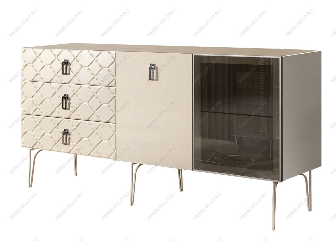 Комод 1.6м Bogemia Farfalle (Слоновая кость) (Novabuk/Хром) БМКМ-4(Fa)[5][10]