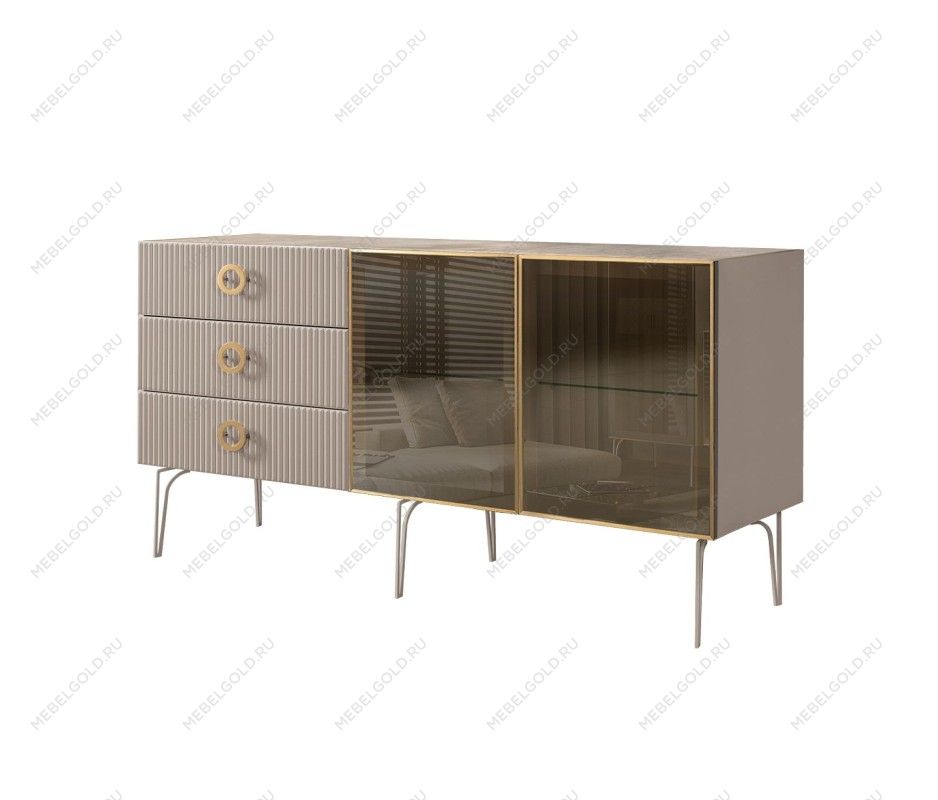 Комод 1.6м Bogemia Fillini (Мокка) (Novabuk/Золото) БМКМ-4(Fi)[5]