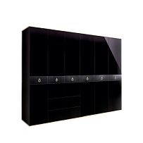 Шкаф 6-ти дверный с ящиками Римини СОЛО (Черный/Серебро) РМШ2/61(s)