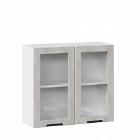 Шкаф кухонный 800 со стеклом Джамис (Белый/Белый камень)