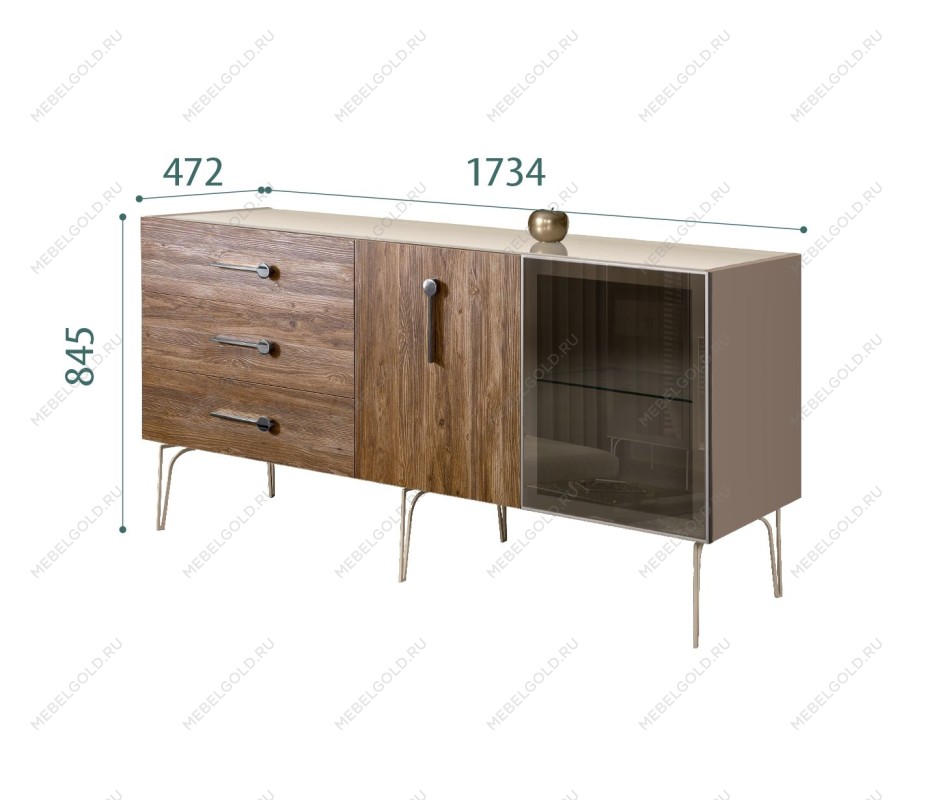 Комод 1.6м Bogemia Wood Wo (Мокка) (Lakobel/Хром) БМКМ-4(Wo)[5][10]