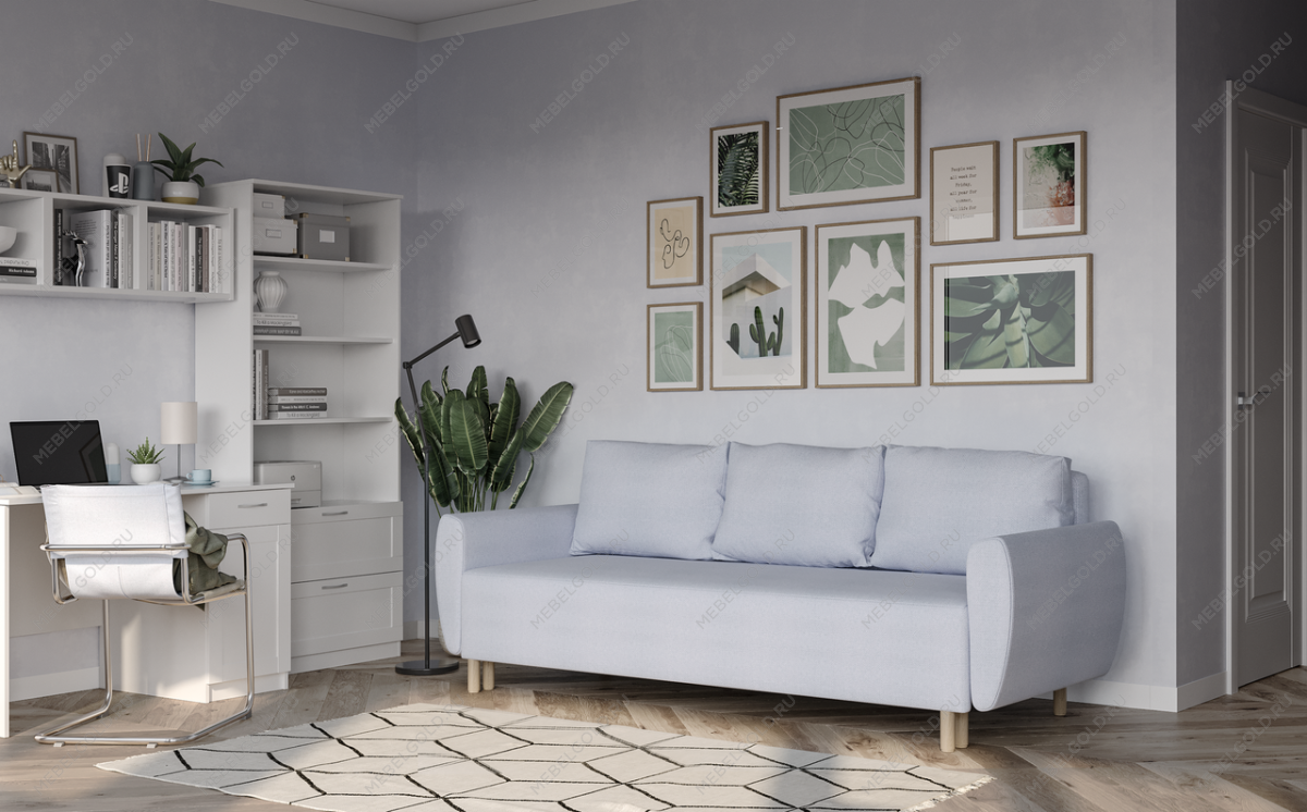 Диван-кровать Тулисия пастельно-голубой, ткань рогожка | изображение 3