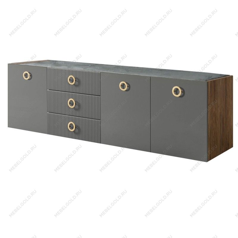 Комод 2.1м Bogemia Woodline Fly Fi (Серый) (Novabuk/Золото) БМКМ-5