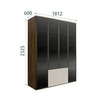 Шкаф 4-х дв. с ящиками Bogemia Woodline Air (Шелк/Черный) БМШ2/42(4)