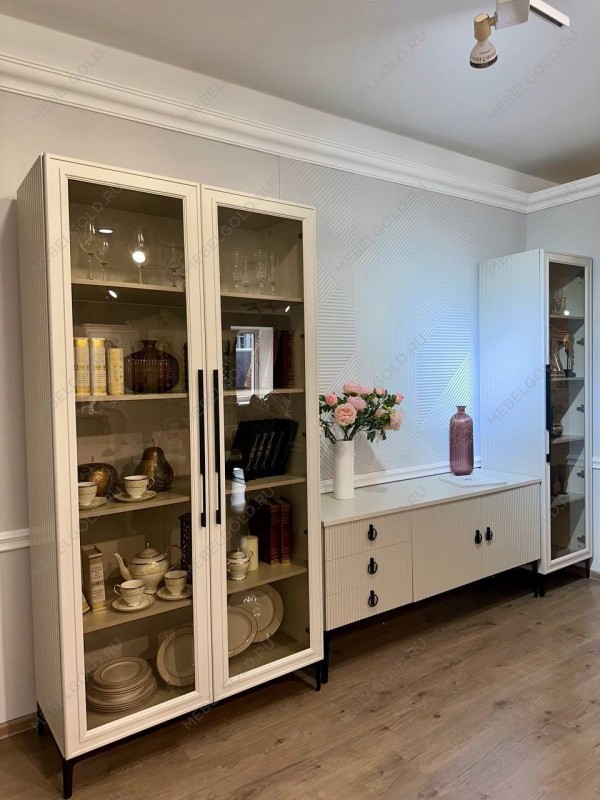 Гостиная Стелла 1+тв+2 светло серый камень