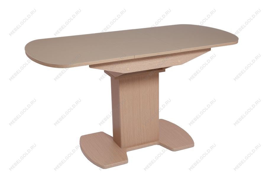 Стол Корсика 110 (110/141,5 х 70/стекло MATTE каппучино/ЛДСП Дуб выбеленный) | изображение 2