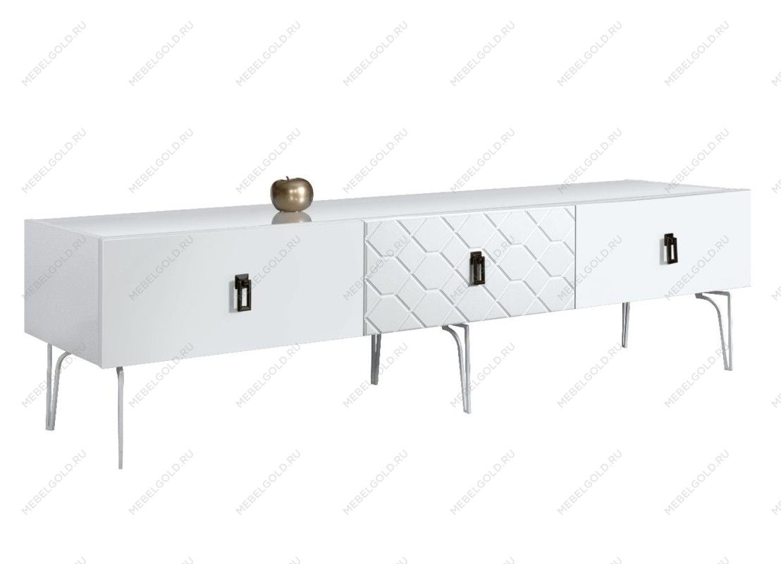 Тумба под телевизор 2.1м Bogemia Farfalle (Белый) (Lakobel/Черный) БМТ-2(Fa)[10]