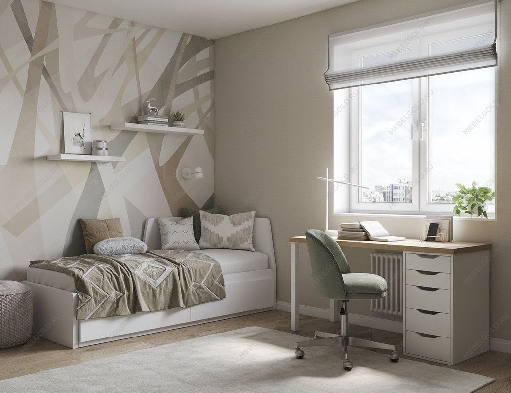 ИНГАР стол письменный ИКЕА / IKEA 1/5Т 120x75x55, дуб беленый/белый | изображение 4