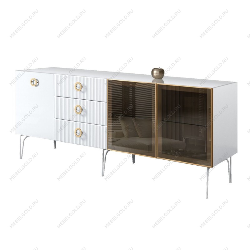 Комод 2.1м Bogemia Fillini (Белый) (Lakobel/Золото) БМКМ-5(Fi)[5][10]