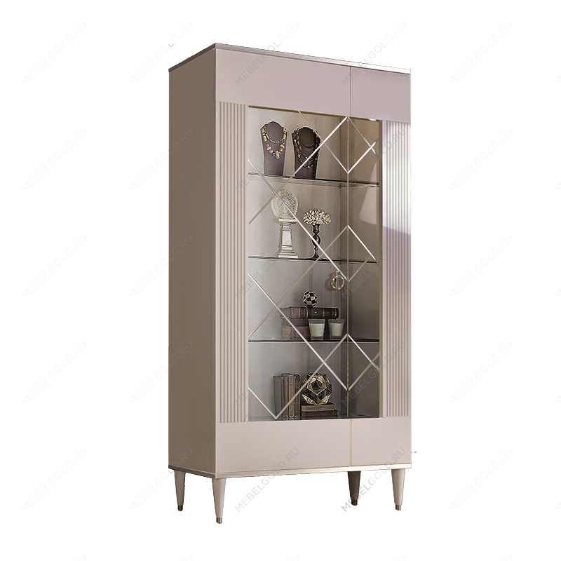 Витрина 2-ств. Римини СОЛО (Слоновая кость/Серебро) (Левая) РМВ2-2С(s)