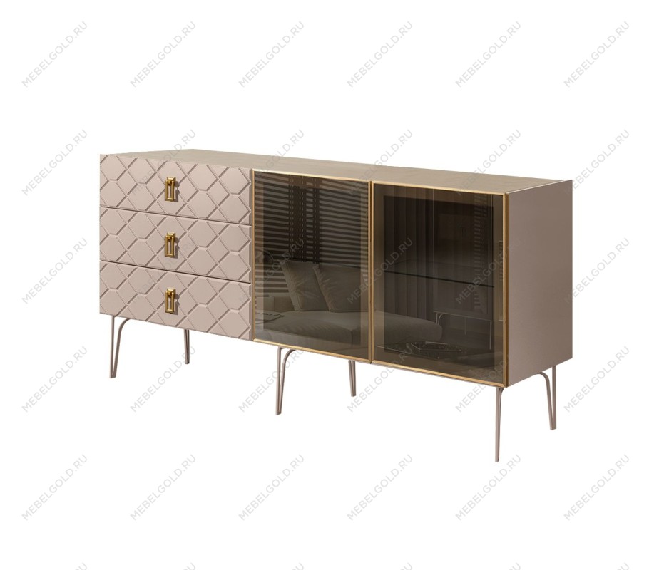 Комод 1.6м Bogemia Farfalle (Мокка) (Novabuk/Золото) БМКМ-4(Fa)[5]
