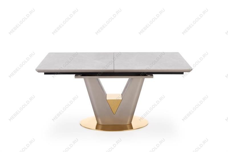 Стол обеденный Halmar VALENTINO 160 раскладной (светло-серый/золотой)